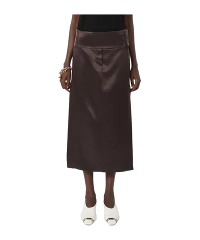 Sportmax Belt Loop Midi Skirt In Brown
