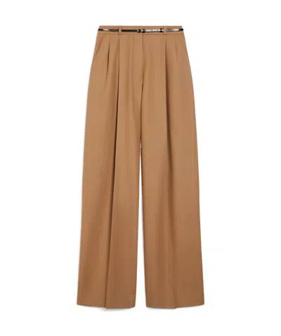 Sportmax Kiens12 Flannel Wide Pants W/belt In Brown