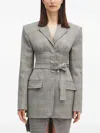 Sportmax Belted Check Jacket In Gray