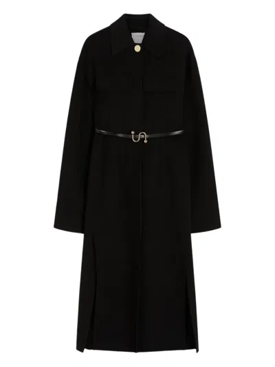 Sportmax Belted Classic-collar Coat In Black