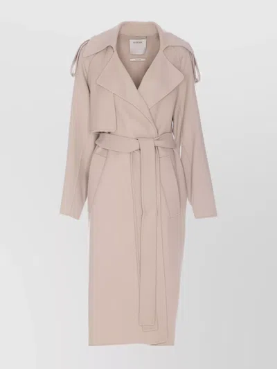 Sportmax Belted Coat Featuring Epaulettes In Beige