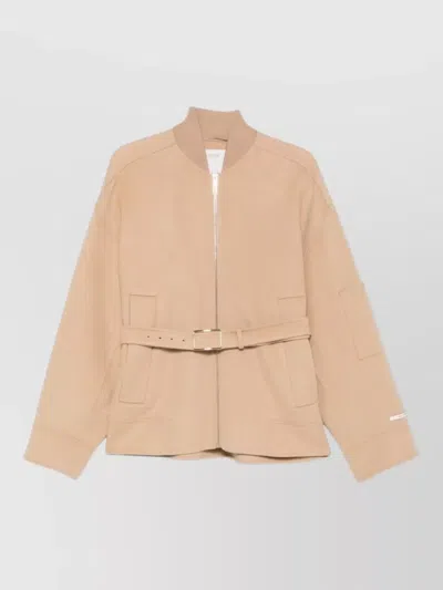 Sportmax Belted Coat Gold Tone Hardware In Neutral