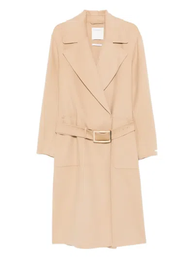 Sportmax Collared Long-sleeved Coat In Neutral