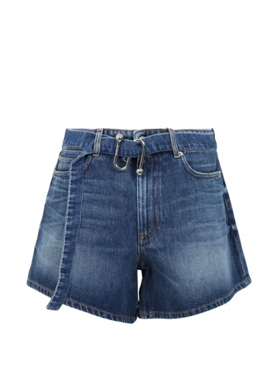Sportmax Belted Denim Shorts In Blue
