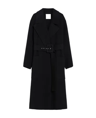 Sportmax Belted Double-breasted Coat In Black