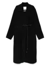 Sportmax Waist Belted Long Coat With Notched Lapels In Black