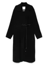 Sportmax Waist Belted Long Coat With Notched Lapels In Black
