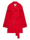 Sportmax Belted Double-breasted Trench Coat In Red