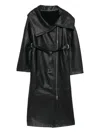 Sportmax Belted Leather Coat In Black
