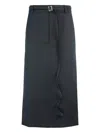 Sportmax Black Longuette With Double-wrap Belt In Black