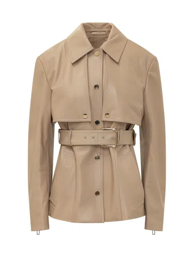 Sportmax Belted Mini Jacket With Button Details In Brown