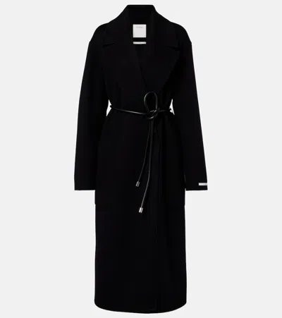 Sportmax Belted Oversized Virgin Wool Wrap Coat In Black