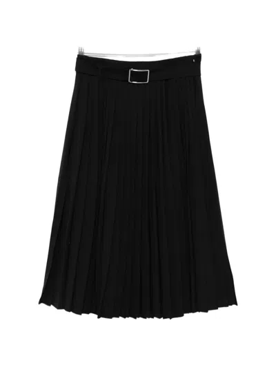 Sportmax Belted Pleated Midi Skirt In Black