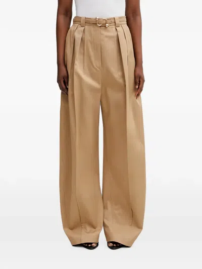 Sportmax Belted Pleated Trousers In Neutral