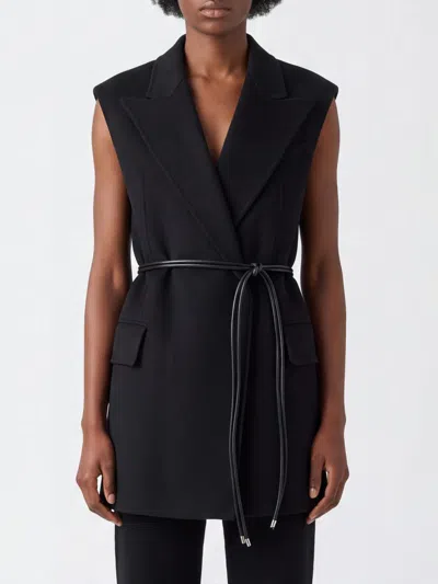 Sportmax Belted Pure Virgin Wool Robe Vest In Blue