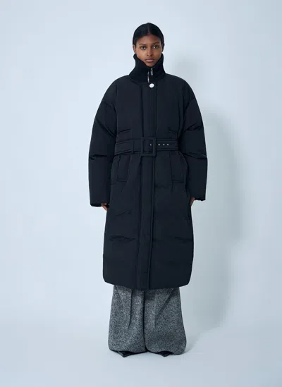 Sportmax Belted Quilted Coat In Black