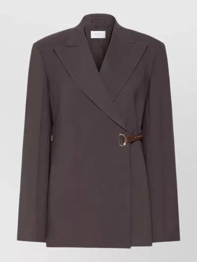Sportmax Belted Tailored Jacket Long Sleeves Lapels In Brown
