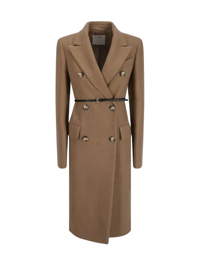 Sportmax Belted Trench Coat In Brown