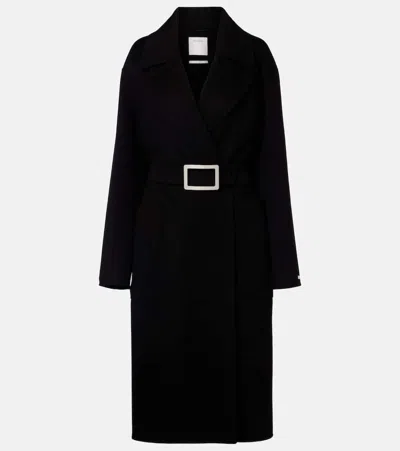 Sportmax Belted Virgin Wool Wrap Coat In Black