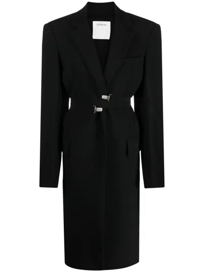 Sportmax Belted-waist Tailored Blazer In Black