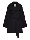 Sportmax Short Belted Trench Coat With Double-breasted Design In Black