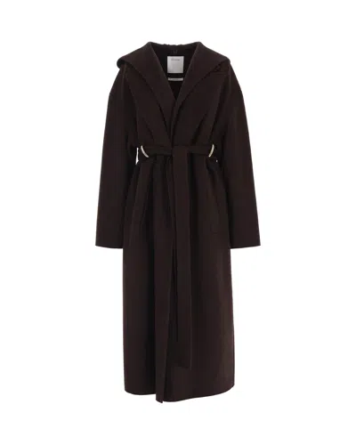 Sportmax Belted Wool Coat In Cioccolato