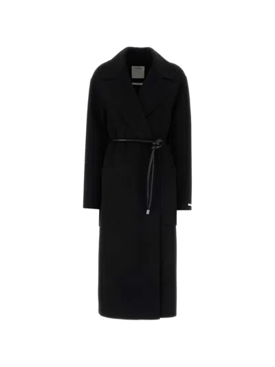 Sportmax Cappotto Zannata Oversize In Double Di Lana In Black