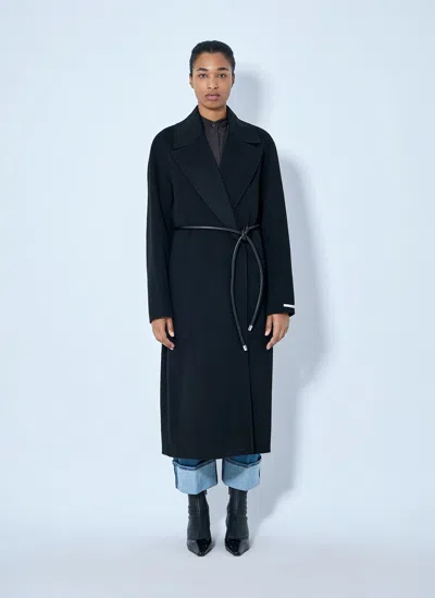 Sportmax Belted Wool Overcoat In Black