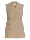 Sportmax Belted Wool Waistcoat In Neutral