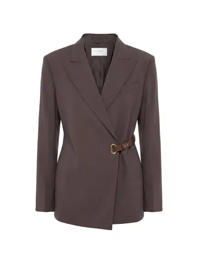 Sportmax Belted Wrap-design Blazer In Brown