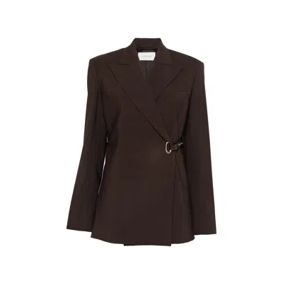 Sportmax Belted Wrap-design Blazer In Brown