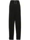 Sportmax Wide-leg High Waist Pinstripe Trousers With Pockets In Black