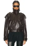Sportmax Short Trench Coat With Patent Effect And Bomber Inspired Details In Brown