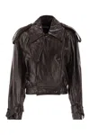 Sportmax Short Trench Coat With Patent Effect And Bomber Inspired Details In Brown