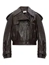 Sportmax Short Trench Coat With Patent Effect And Bomber Inspired Details In Brown