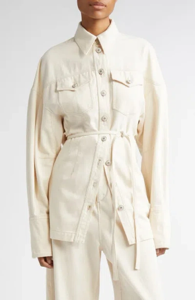 Sportmax Biblios Oversize Cotton Shirt Jacket In Beige