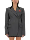 Sportmax Long-sleeved Wool Suit Coat In Grey
