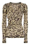 Sportmax Animalier Print Sheer Long Sleeve Top In Brown