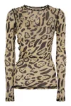 Sportmax Animalier Print Sheer Long Sleeve Top In Brown
