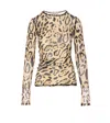 Sportmax Animalier Print Sheer Long Sleeve Top