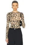 Sportmax Animalier Print Sheer Long Sleeve Top In Camel
