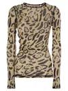 Sportmax Animalier Print Sheer Long Sleeve Top