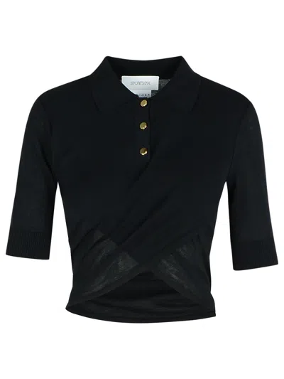 Sportmax Shaker Cropped Polo Shirt Clothing In Black