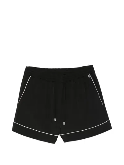 Sportmax Spxcrespo Viscose Drawstring Shorts With Contrast Detailing In Black
