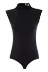 Sportmax Cristin Stretch Tech Cap Sleeve Bodysuit In Black