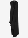 Sportmax Sport Max Long Asymmetrical Viscose Twill Dress In Black