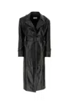 Sportmax Black Nappa Leather Alfeo1234 Trench Coat In Nero