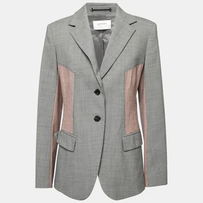 Pre-owned Sportmax Black & Pink Patterned Wool Single-breasted Blazer M