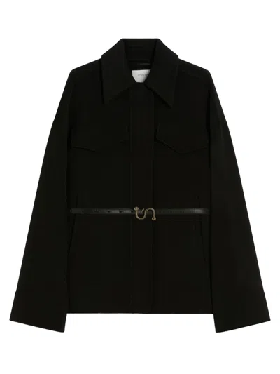 SPORTMAX WOMEN BLACK BELTED WOOL JACKET, XS LUXURY JACKETS FOR WOMEN DARVEYS