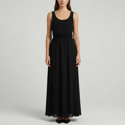Pre-owned Sportmax Black Chiffon Sleeveless Midi Dress M